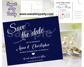 Navy Blue Wedding Save the Date cards,Navy blue Wedding Save Our Date, (00b)